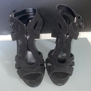 Black open toe heels